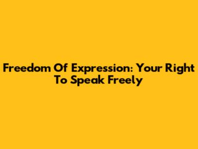 Freedom Of Expression: Your Right To Speak Freely