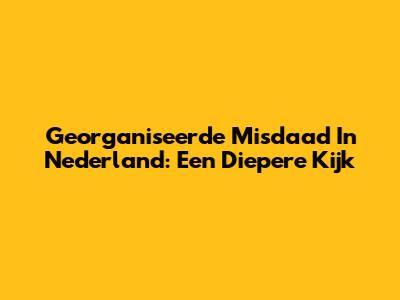 Georganiseerde Misdaad In Nederland: Een Diepere Kijk