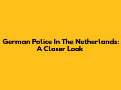 German Police In The Netherlands: A Closer Look