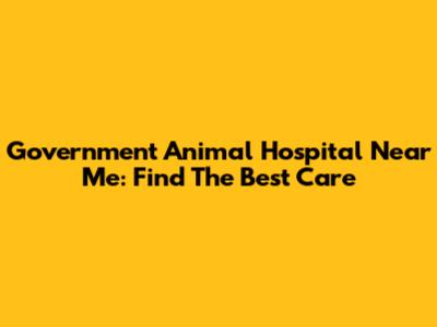 Government Animal Hospital Near Me: Find The Best Care
