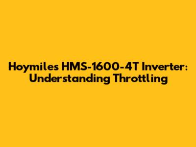 Hoymiles HMS-1600-4T Inverter: Understanding Throttling