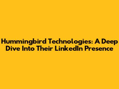 Hummingbird Technologies: A Deep Dive Into Their LinkedIn Presence
