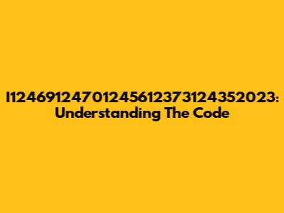 I12469124701245612373124352023: Understanding The Code