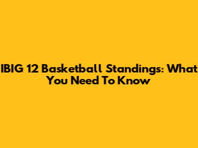 IBIG 12 Basketball Standings: What You Need To Know