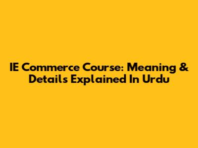 IE Commerce Course: Meaning & Details Explained In Urdu
