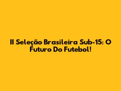 II Seleção Brasileira Sub-15: O Futuro Do Futebol!