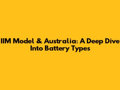 IIM Model & Australia: A Deep Dive Into Battery Types