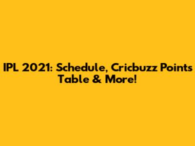 IPL 2021: Schedule, Cricbuzz Points Table & More!
