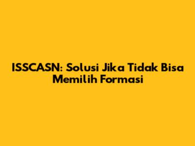 ISSCASN: Solusi Jika Tidak Bisa Memilih Formasi