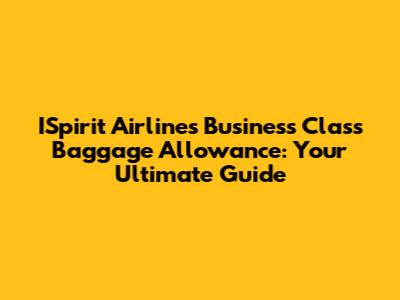 ISpirit Airlines Business Class Baggage Allowance: Your Ultimate Guide