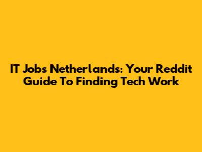IT Jobs Netherlands: Your Reddit Guide To Finding Tech Work