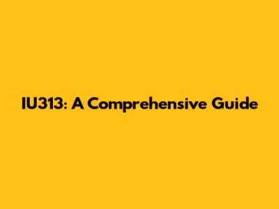 IU313: A Comprehensive Guide