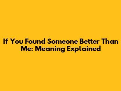 If You Found Someone Better Than Me: Meaning Explained