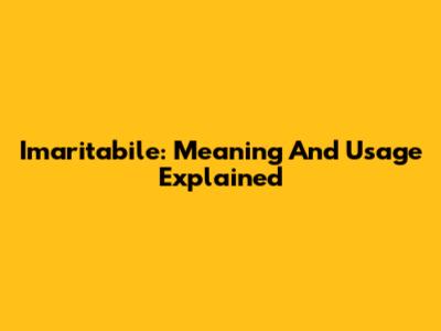 Imaritabile: Meaning And Usage Explained