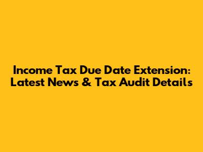 Income Tax Due Date Extension: Latest News & Tax Audit Details