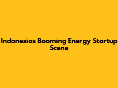 Indonesia's Booming Energy Startup Scene