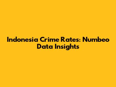 Indonesia Crime Rates: Numbeo Data Insights