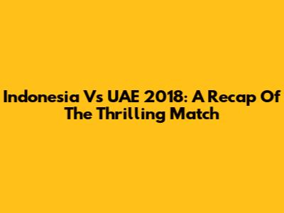 Indonesia Vs UAE 2018: A Recap Of The Thrilling Match