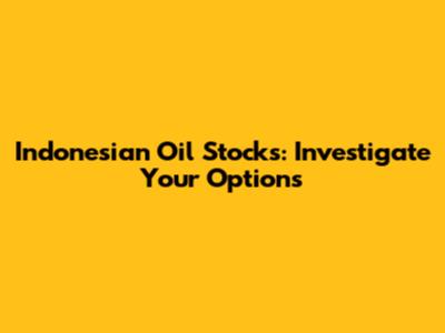 Indonesian Oil Stocks: Investigate Your Options