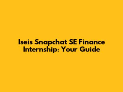 Iseis Snapchat SE Finance Internship: Your Guide