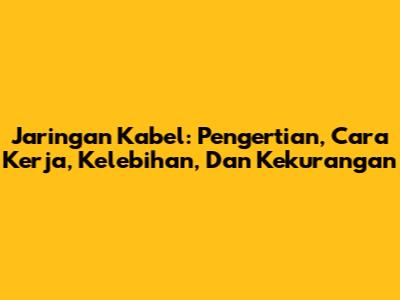 Jaringan Kabel: Pengertian, Cara Kerja, Kelebihan, Dan Kekurangan