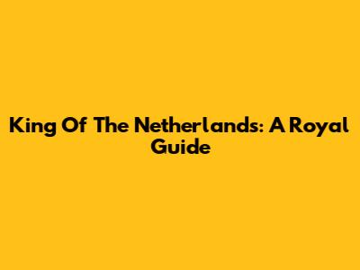 King Of The Netherlands: A Royal Guide