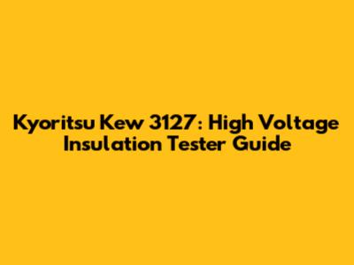 Kyoritsu Kew 3127: High Voltage Insulation Tester Guide