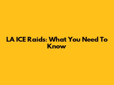 LA ICE Raids: What You Need To Know