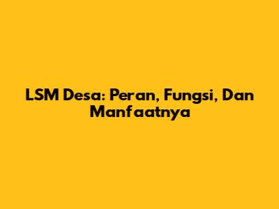 LSM Desa: Peran, Fungsi, Dan Manfaatnya