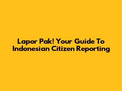 Lapor Pak! Your Guide To Indonesian Citizen Reporting