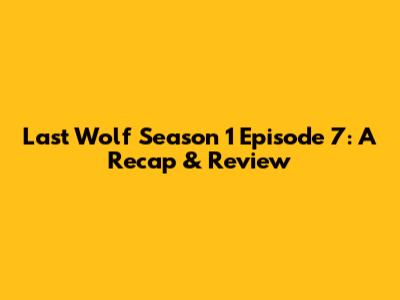 Last Wolf Season 1 Episode 7: A Recap & Review