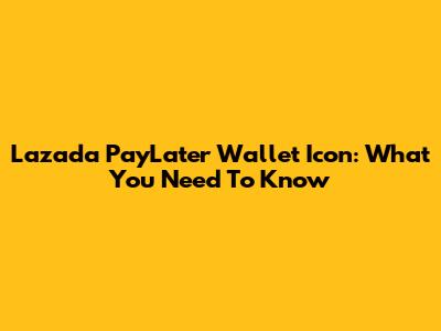 Lazada PayLater Wallet Icon: What You Need To Know