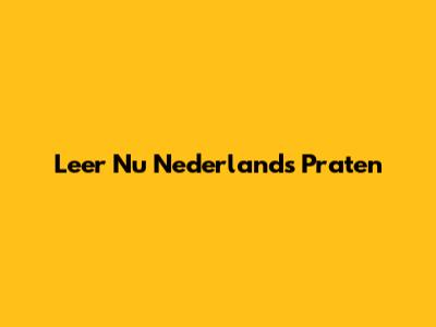 Leer Nu Nederlands Praten