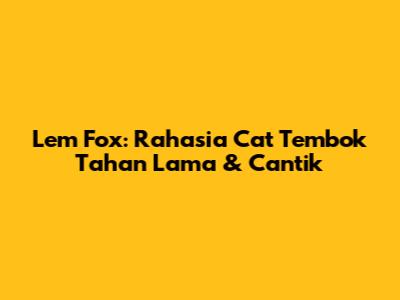 Lem Fox: Rahasia Cat Tembok Tahan Lama & Cantik