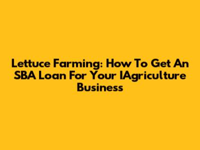 Lettuce Farming: How To Get An SBA Loan For Your IAgriculture Business