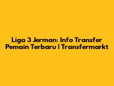 Liga 3 Jerman: Info Transfer Pemain Terbaru | Transfermarkt