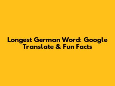 Longest German Word: Google Translate & Fun Facts