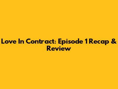 Love In Contract: Episode 1 Recap & Review