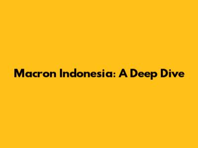 Macron Indonesia: A Deep Dive