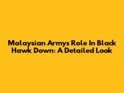 Malaysian Army's Role In Black Hawk Down: A Detailed Look