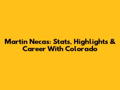 Martin Necas: Stats, Highlights & Career With Colorado