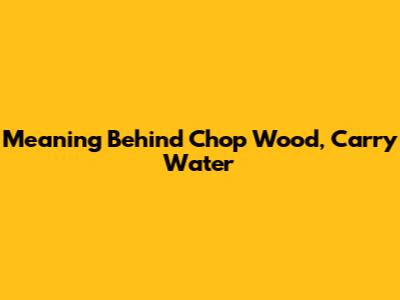 Meaning Behind "Chop Wood, Carry Water"