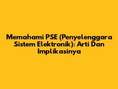 Memahami PSE (Penyelenggara Sistem Elektronik): Arti Dan Implikasinya