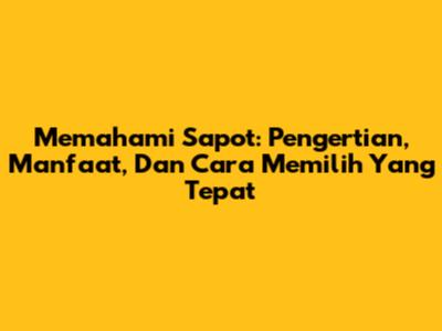 Memahami Sapot: Pengertian, Manfaat, Dan Cara Memilih Yang Tepat