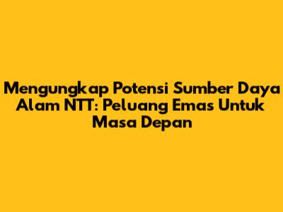 Mengungkap Potensi Sumber Daya Alam NTT: Peluang Emas Untuk Masa Depan