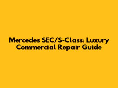 Mercedes SEC/S-Class: Luxury Commercial Repair Guide