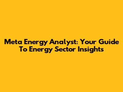 Meta Energy Analyst: Your Guide To Energy Sector Insights