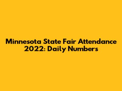 Minnesota State Fair Attendance 2022: Daily Numbers