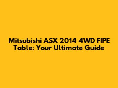 Mitsubishi ASX 2014 4WD FIPE Table: Your Ultimate Guide