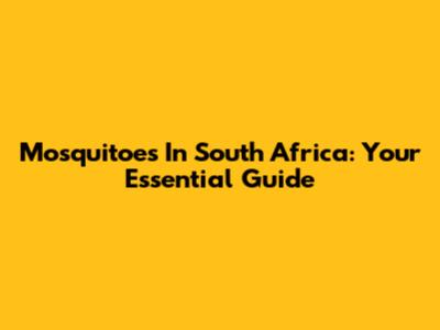 Mosquitoes In South Africa: Your Essential Guide